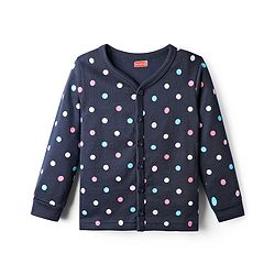 Babyhug Knit Full Sleeves Thermal Inner Wear Set with Polka Dots Print - Blue