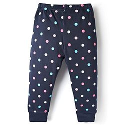 Babyhug Knit Full Sleeves Thermal Inner Wear Set with Polka Dots Print - Blue