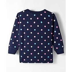 Babyhug Knit Full Sleeves Thermal Inner Wear Vests & Pant Set with Polka Dots Print - Navy Blue