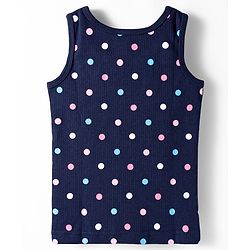 Babyhug Knit Full Sleeves Thermal Inner Wear Vests & Pant Set with Polka Dots Print - Navy Blue