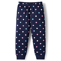 Babyhug Knit Full Sleeves Thermal Inner Wear Vests & Pant Set with Polka Dots Print - Navy Blue