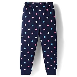 Babyhug Knit Full Sleeves Thermal Inner Wear Vests & Pant Set with Polka Dots Print - Navy Blue