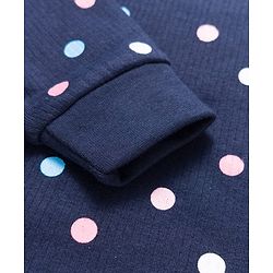 Babyhug Knit Full Sleeves Thermal Inner Wear Vests & Pant Set with Polka Dots Print - Navy Blue