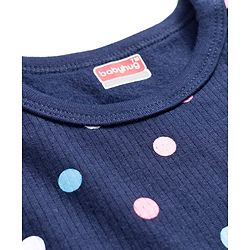 Babyhug Knit Full Sleeves Thermal Inner Wear Vests & Pant Set with Polka Dots Print - Navy Blue