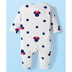 Babyhug Disney Interlock Knit Full Sleeves Sleepsuit With Minnie Mouse Graphics Pack Of 2 - Navy Blue & White