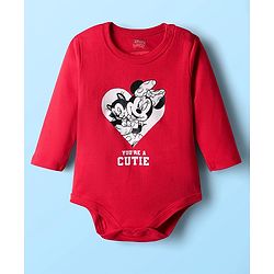 Babyhug Disney Interlock Knit Full Sleeve Onesies with Minnie Mouse Graphics Pack of 3 - Red Blue & White