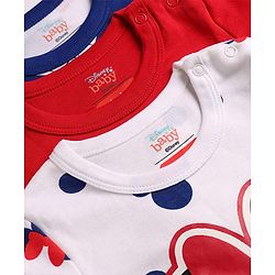 Babyhug Disney Interlock Knit Full Sleeve Onesies with Minnie Mouse Graphics Pack of 3 - Red Blue & White