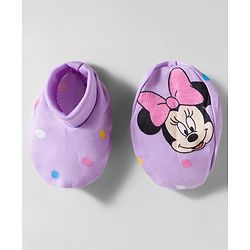 Babyhug Disney Interlock Knit Cap Mittens & Booties With Minnie & Friends Print Lavender - Diameter 11 cm