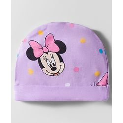 Babyhug Disney Interlock Knit Cap Mittens & Booties With Minnie & Friends Print Lavender - Diameter 11 cm