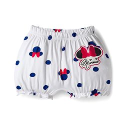 Babyhug Disney Single Jersey Knit Bloomers with Minnie Mouse Graphics Pack of 3 - White Red & Blue