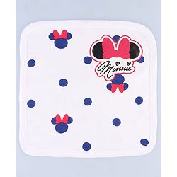 Babyhug Disney Interlock Knit Hand & Face Towel with Minnie Mouse Graphics Pack of 3 L 33 x B 33 cm - Red White & Navy Blue