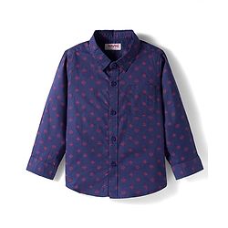 Babyhug Cotton Woven Full Sleeves Printed Shirt - Navy Blue