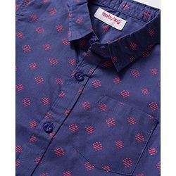 Babyhug Cotton Woven Full Sleeves Printed Shirt - Navy Blue