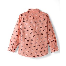 Babyhug Cotton Woven Full Sleeves Football Printed Shirt - Peach