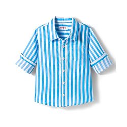 Babyhug Cotton Woven Full Sleeves Striped Shirt - Light Blue