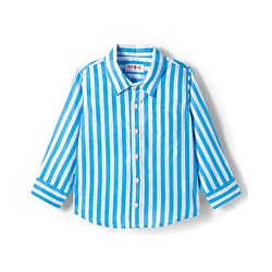 Babyhug Cotton Woven Full Sleeves Striped Shirt - Light Blue