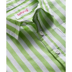 Babyhug Cotton Woven Full Sleeves Shirt With Stripes - Green