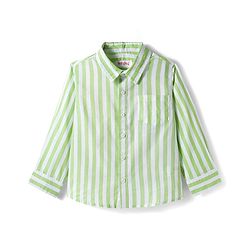 Babyhug Cotton Woven Full Sleeves Shirt With Stripes - Green
