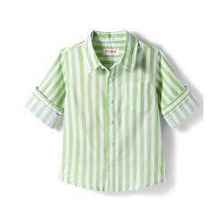 Babyhug Cotton Woven Full Sleeves Shirt With Stripes - Green