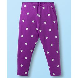 Babyhug Disney Cotton Lycra Knit Full Length Leggings with Chip'N Dale Graphics Pack of 3 - White Yellow & Purple