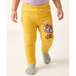 Babyhug Disney Cotton Lycra Knit Full Length Leggings with Chip'N Dale Graphics Pack of 3 - White Yellow & Purple