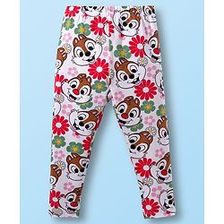 Babyhug Disney Cotton Lycra Knit Full Length Leggings with Chip'N Dale Graphics Pack of 3 - White Yellow & Purple