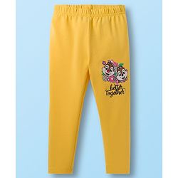 Babyhug Disney Cotton Lycra Knit Full Length Leggings with Chip'N Dale Graphics Pack of 3 - White Yellow & Purple