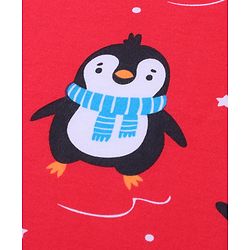 Babyhug Cotton Knit Hooded  Wrapper With Animal Print  L 76.5 x B 76.5 cm - Red