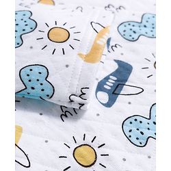 Babyhug Quilted Knit Full Sleeves Winter Wear Co-ords Night Suit With Vehicle Print - White