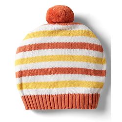 Babyhug Organic Cotton Knit Full Sleeves Vehicles Embroidered Pullover Sweater Set With Stripes & Cap - Mustard