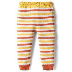 Babyhug Organic Cotton Knit Full Sleeves Vehicles Embroidered Pullover Sweater Set With Stripes & Cap - Mustard