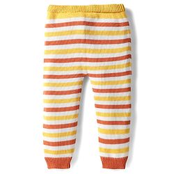 Babyhug Organic Cotton Knit Full Sleeves Vehicles Embroidered Pullover Sweater Set With Stripes & Cap - Mustard
