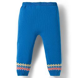 Babyhug Organic Cotton Knitted Full Raglan Sleeves Sweater Set With Fox Design & Cap - Blue