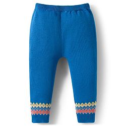 Babyhug Organic Cotton Knitted Full Raglan Sleeves Sweater Set With Fox Design & Cap - Blue