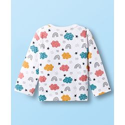Babyhug Quilted Knit Full Sleeves Winter Wear Co-Ords Night Suit With Cloud Print - White