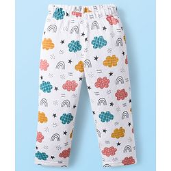 Babyhug Quilted Knit Full Sleeves Winter Wear Co-Ords Night Suit With Cloud Print - White