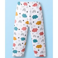 Babyhug Quilted Knit Full Sleeves Winter Wear Co-Ords Night Suit With Cloud Print - White