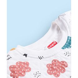 Babyhug Quilted Knit Full Sleeves Winter Wear Co-Ords Night Suit With Cloud Print - White