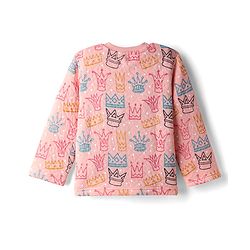 Babyhug Quilted Knit Full Sleeves Winter Wear Co-Ords Night Suit With Crown Print - Pink