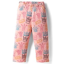 Babyhug Quilted Knit Full Sleeves Winter Wear Co-Ords Night Suit With Crown Print - Pink