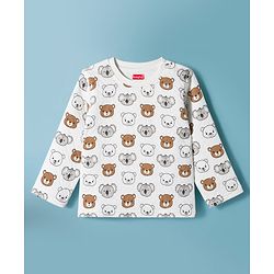 Babyhug Quilted Knit Full Sleeves Winter Wear Co-ords Night Suit With Bear Print - White