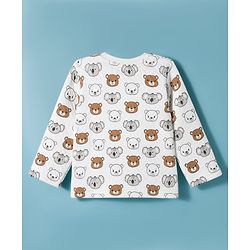 Babyhug Quilted Knit Full Sleeves Winter Wear Co-ords Night Suit With Bear Print - White