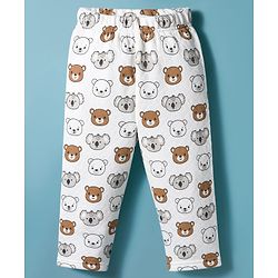 Babyhug Quilted Knit Full Sleeves Winter Wear Co-ords Night Suit With Bear Print - White