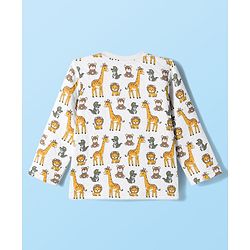 Babyhug Quilted Knit Full Sleeves Winter Wear Co-Ords Night Suit With Animal Print - White