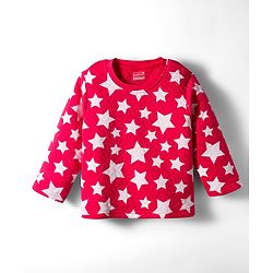 Babyhug Quilted Knit Full Sleeves Co-Ord Winter Night Suit With Star Print - Red