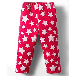 Babyhug Quilted Knit Full Sleeves Co-Ord Winter Night Suit With Star Print - Red