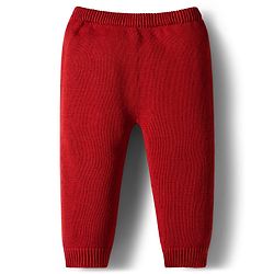 Babyhug Organic Cotton Knit Full Raglan Sleeves Striped Pullover Sweater Set with Cap & Fox Patch Detailing - Red