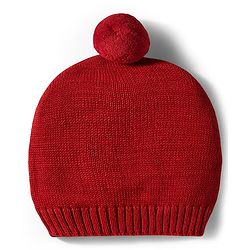 Babyhug Organic Cotton Knit Full Raglan Sleeves Striped Pullover Sweater Set with Cap & Fox Patch Detailing - Red