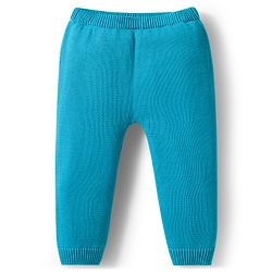 Babyhug Knit Full Sleeves Sweater Set With Animal Embriodery & Cap - Blue