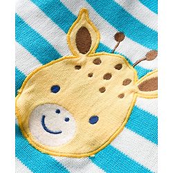 Babyhug Knit Full Sleeves Sweater Set With Animal Embriodery & Cap - Blue